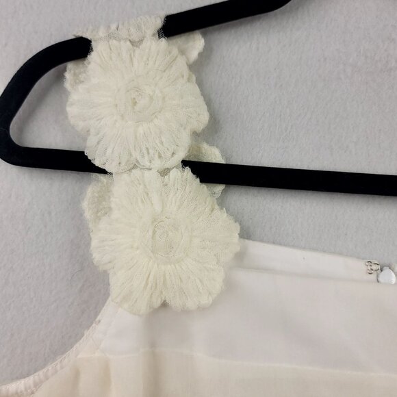 Charles Chang-Lima Silk Ivory Sleeveless Tiered Dress Floral Straps Size 4 USA - Picture 3 of 9